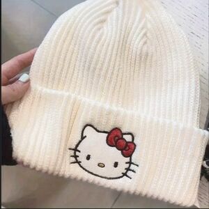 Adult Hello Kitty White Knit Beanie NWT